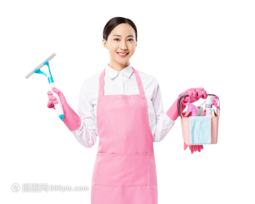 家政服务女性手提清洁工具